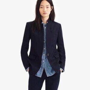 J.Crew 00 Petite Regent Blazer Four Seasons Stretch Black Career Single Button